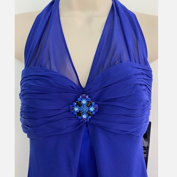 NWT Donna Ricco *Spectacular* Silk Cocktail Prom Party Halter Dress - Picture 4 of 10